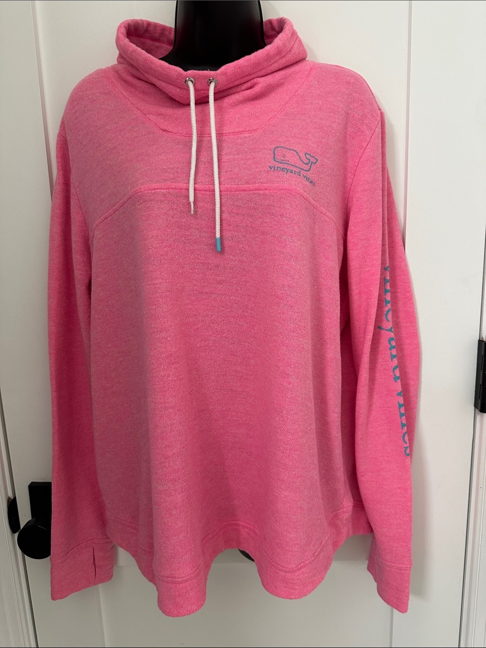 Vineyard Vines Pink Cowl Neck Pullover with Whale Logo